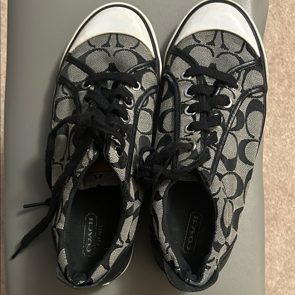 Coach Women's Black Barret Q322 Signature Lace Up Causal Sneaker Shoes Size7 1/2 - Picture 8 of 8